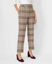 NEW 119 Ann Taylor The petite belted Taper Pant Plaid sz 2P