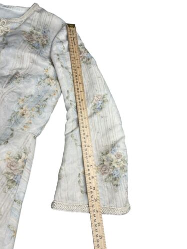 Evening Coat M Fit and Flare Pleated Embellished Cottage Floral Victorian Style - Picture 18 of 24
