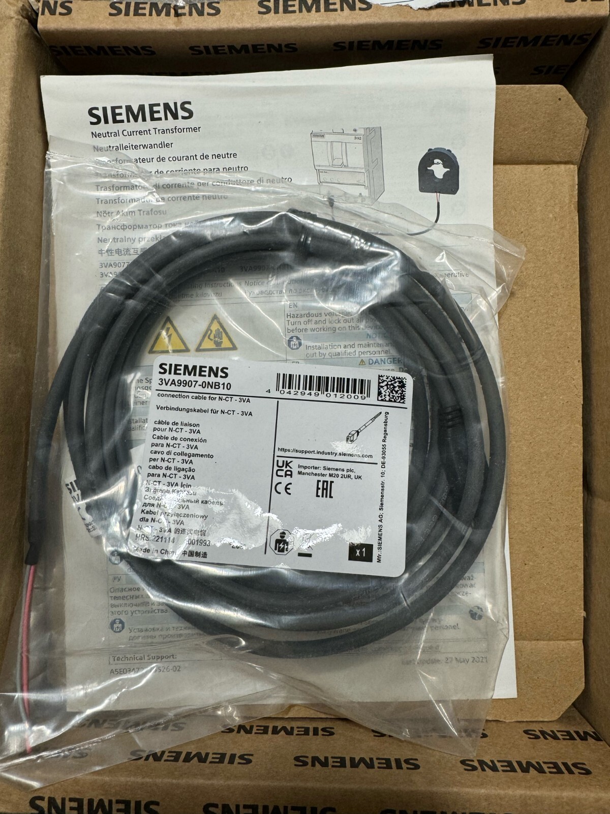 Siemens 3VA9377-0NA10 External Sensor Neutral Current Transformer 400 ...