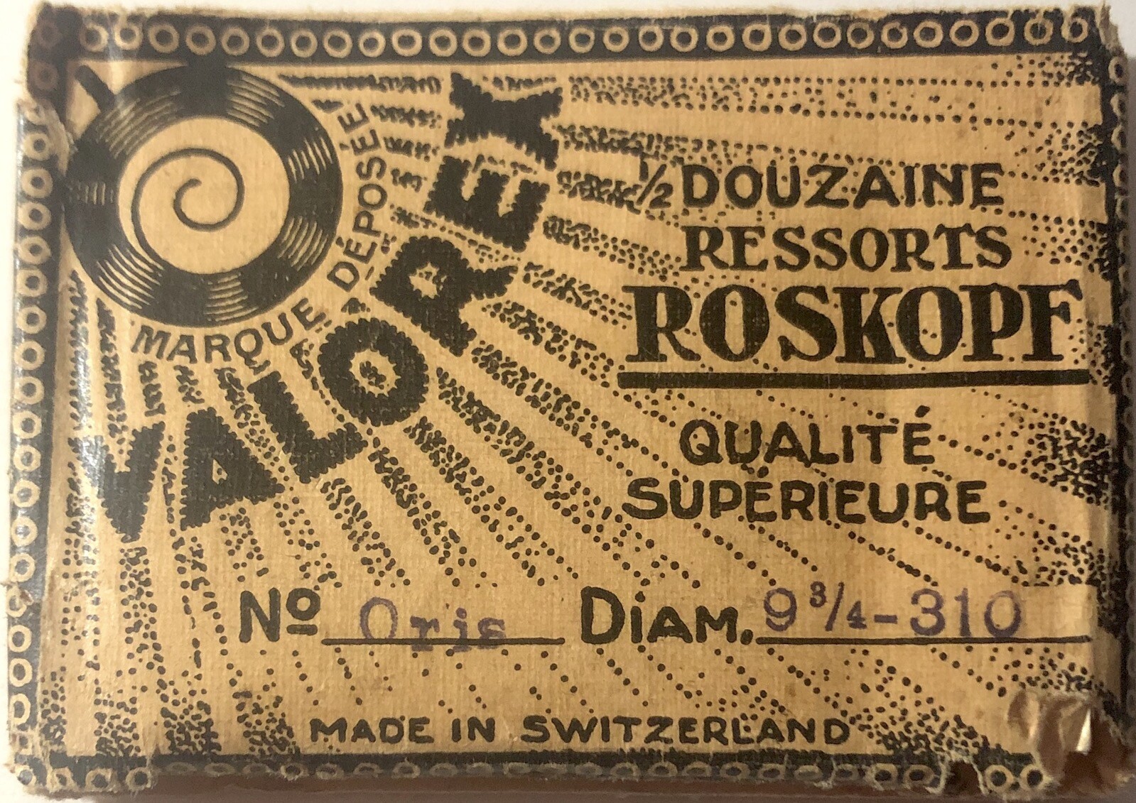 Oris Roskopf 9 3/4 - 310 Mainspring Replacement 1X1 Watch Part