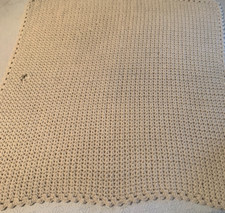 Handmade Knit Blanket Throw Cream Color Fair Condition