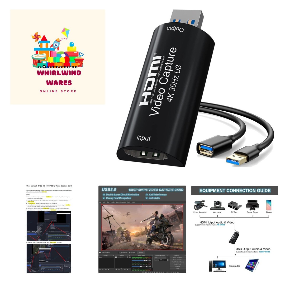 4K HDMI to USB Video Capture Card 1080P 60FPS Cam Link Card