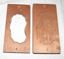 Antique Japanese Kashhigata Moon Candy Wooden 2-part Mold Foliage Design