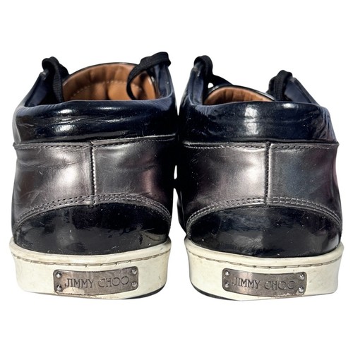 Jimmy Choo black/silver Leather Miami Low Top Sneakers Size 39 (US 8.5) woman's - Picture 4 of 6