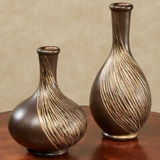 Textured Swirl Decorative Modern Table Vases Set of 2