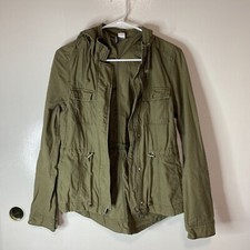 Army Green Utility Hooded Jacket Divided By H M Womens Size 4 Long Sleeve