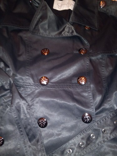 Jessica Simpson Womens Black Double Breasted Coat Sz M Belted Lined Pockets - Picture 2 of 5