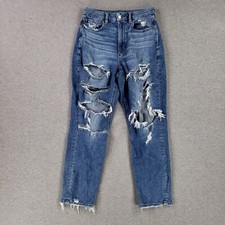 American Eagle Size 6 Curvy Mom Jeans Stretch Distressed Destroyed Modern