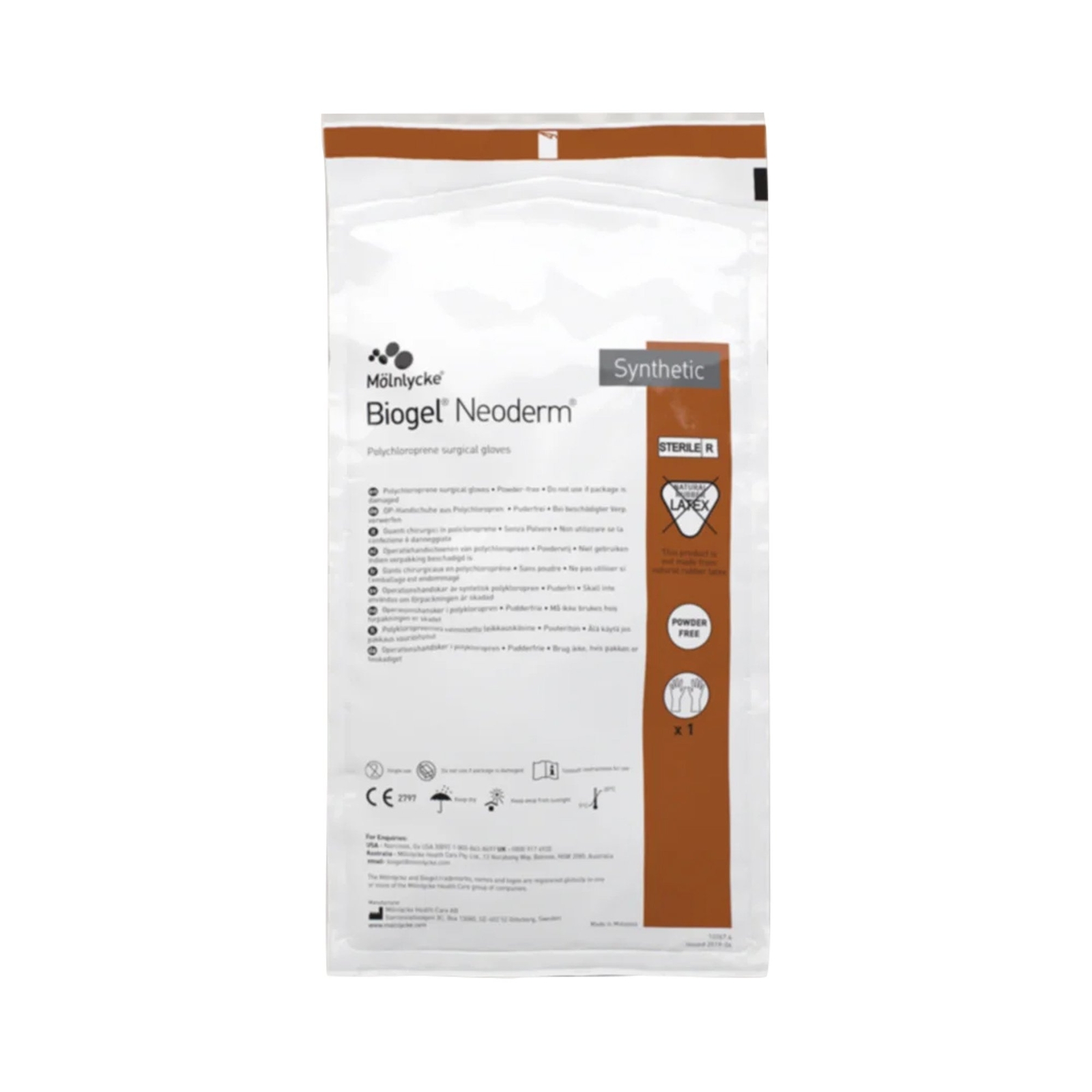 Biogel NeoDerm Polychloroprene Surgical Glove, Size 8, Light Brown EA of 1