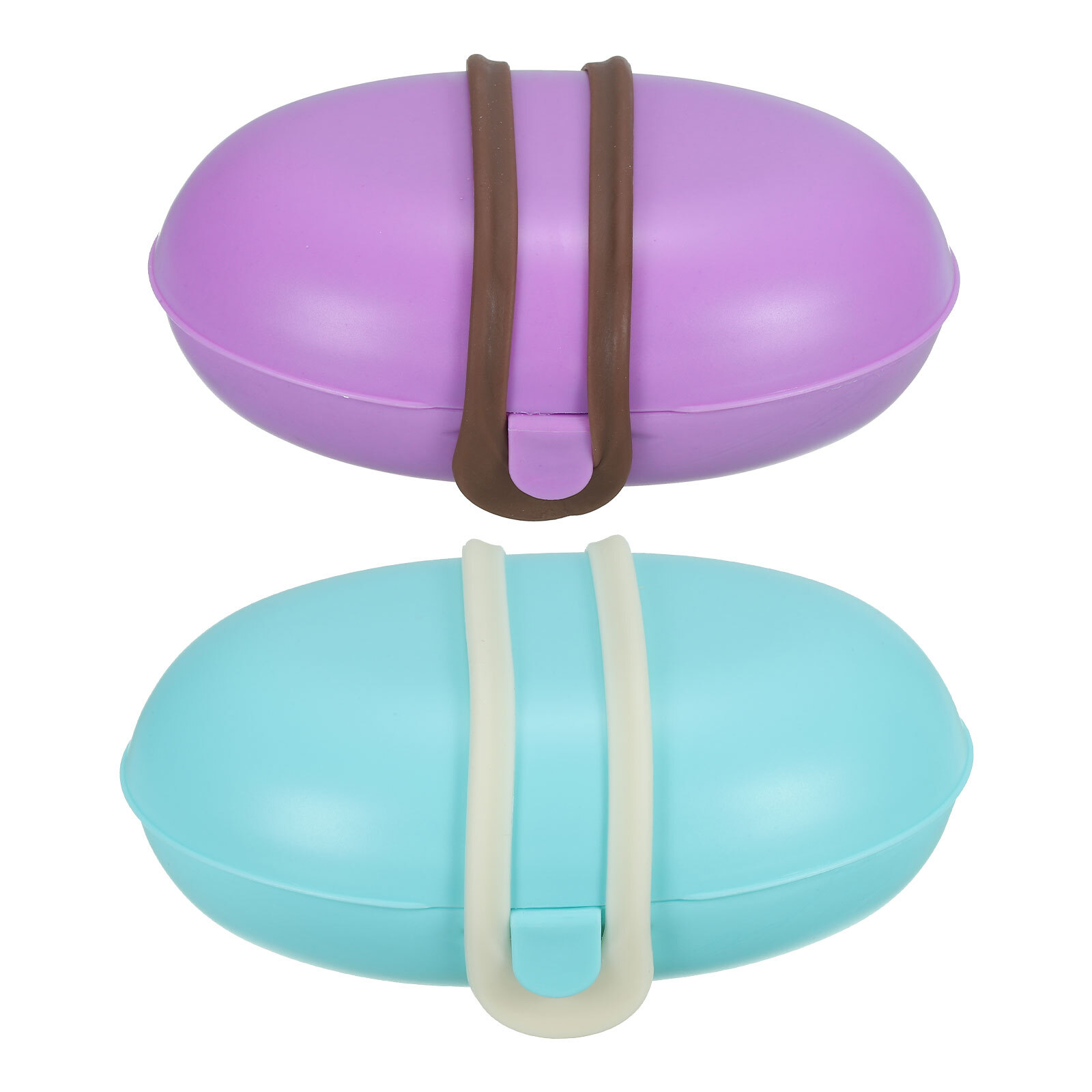 Travel Soap Holder, 2 Pack Soap Bar Box Container with Band Light Blue Purple