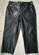 A NEW DAY Women's Juniors Size 17 Black Faux Leather Relaxed Fit Pants