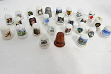 Vintage Thimbles Lot Of 29 Ceramic One Wood, One Pewter Princess Diana, Souvenir