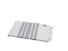 Hamamtuch Pestemal extra dick weiß anthrazit 100x175 cm Saunatuch | Fisch