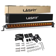 Lasfit Single Row 22 inch LED Light Bar Off-Road Combo Spot Flood Amber ATV 30W