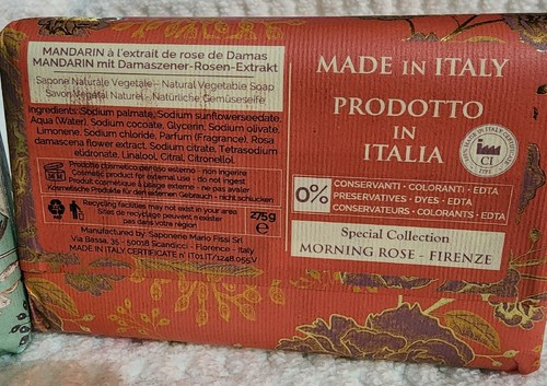 Pair Of 2 La Florentina Made in Italy Cucumber And Mandarin Bath Bar Soaps - Picture 6 of 6