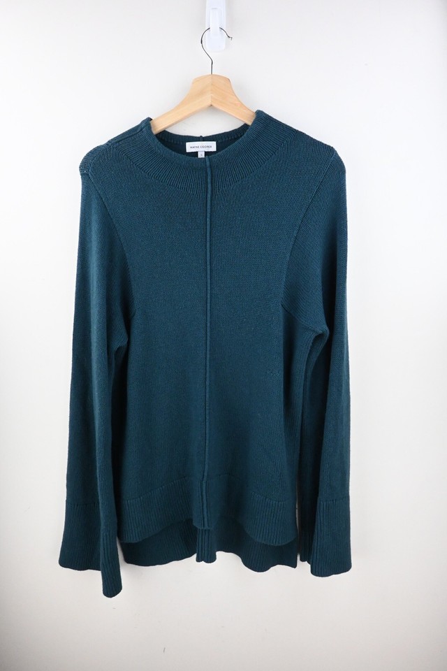 Wayne Cooper wool blend mock roll neck jumper in teal size S/UK10