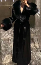 Finnish Fox Fur Coat, Spliced With Wool Cape, Classic Plaid Cape Scarf Wool Cape