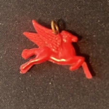 Vintage Celluloid Chevron Ad Pegasus Premium Charm Flying Horse