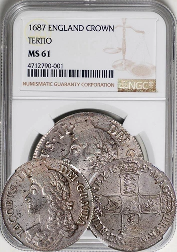 Great Britain 1687 James II Crown NGC MS-61. Undergraded!