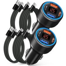 65W 4 Port Super Fast Type C Car Charger USB C for Samsung S25 S24 S23 Ultra ...