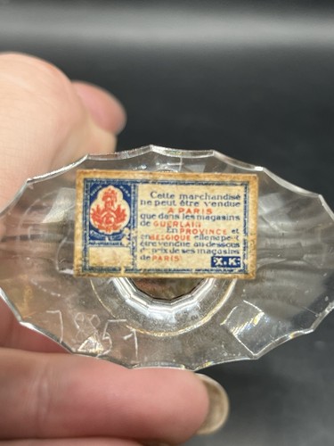 Vintage Shalimar Baccarat Guerlain LEER Parfum Flakon Paris mit Logo Etikett hängen - Bild 4 von 9