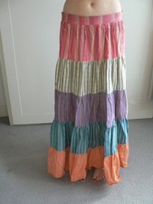 Maxi gonna lunga vintage patchwork boho hippy gipsy taglia gratuita cotone India importazioni 70