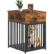 Dog Crate Furniture with Drawer Wooden End Table Kennel Indoor for Small Dogs