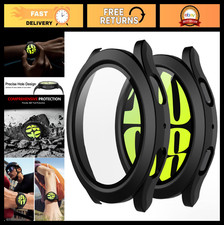 2-Pack Hard PC Screen Protector Case Tempered Glass for Galaxy Watch 6 44mm -