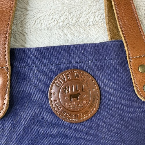Will Leather Goods Give Will Natural Canvas Leather Strap Tote Bag 16" X 16" - Picture 7 of 10