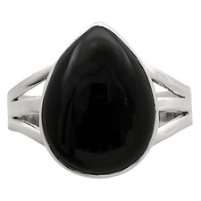 Natural Black Onyx - Brazil 925 Sterling Silver Ring s.7 Jewelry R-1003