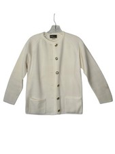 Vintage LeRoy Knitwear Women's Button Up Cardigan Cream button down