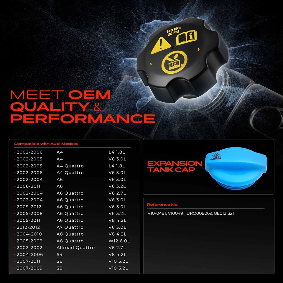 Expansion Tank Cap for Audi A4 A4 Quattro A6 Allroad Quattro S4 A6 Quattro 02-12 - Image 2 of 4