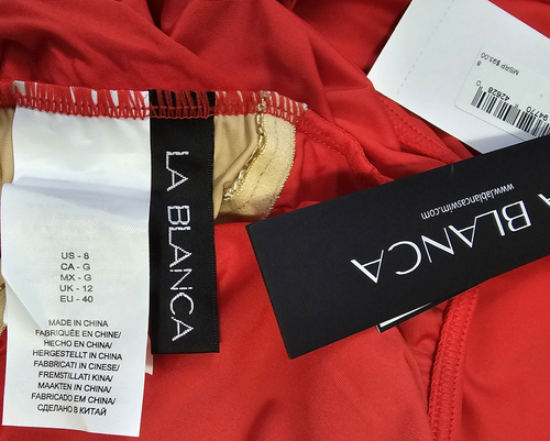 LA BLANCA NWT $93 Red Island Goddess One Shoulder Keyhole Tankini Swimsuit Top 8 - Picture 8 of 8