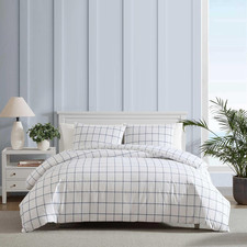 Super Soft Cotton Duvet Cover Set with Sham - Oeko-Tex Certified, Plot Blue