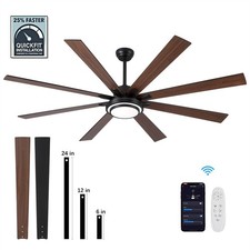 72" Large Smart Ceiling Fan with LED Lights Remote 6 Speed Reversible DC Motor