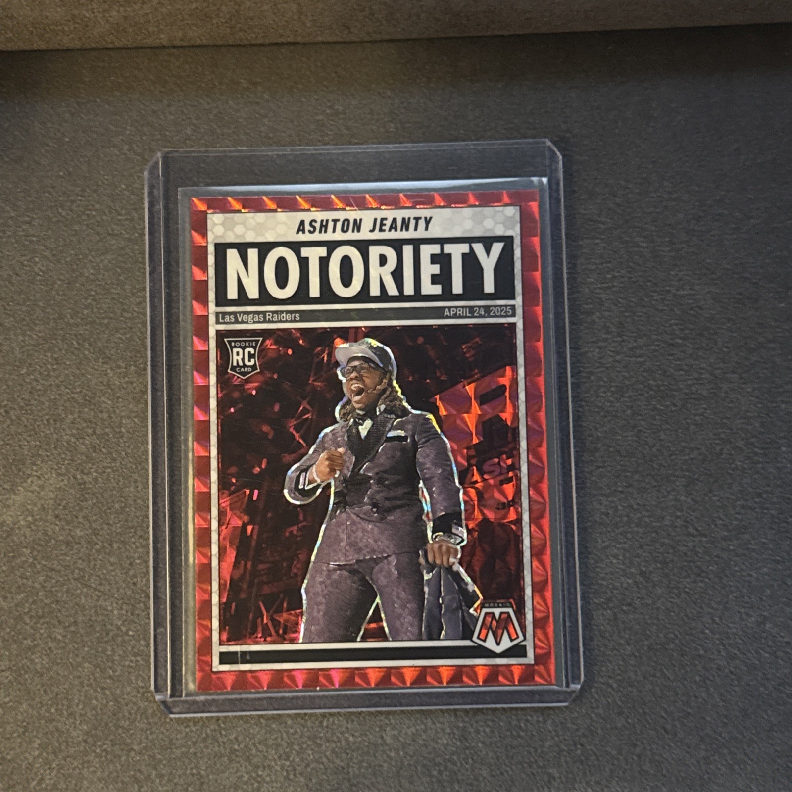 2025 Panini Mosaic - Notoriety Ashton Jeanty #18 Red Mosaic Prizm