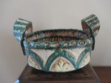 Coupe à fruits à anse céramique polychrom Italie style Picault Deruta année 50