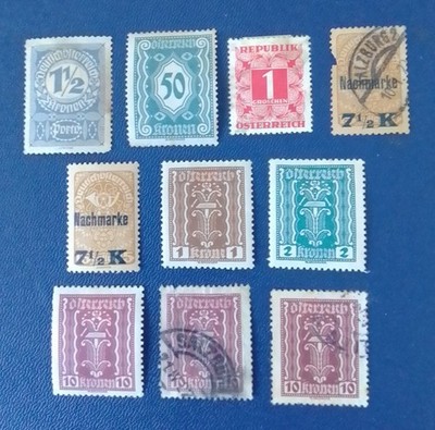 SELLOS AUSTRIA USADOS LOTE DE 10 TASAS/FISCALES