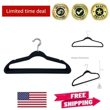 Space-Saving Velvet Huggable Hangers - 10 Stylish Black Hangers for Your Closet