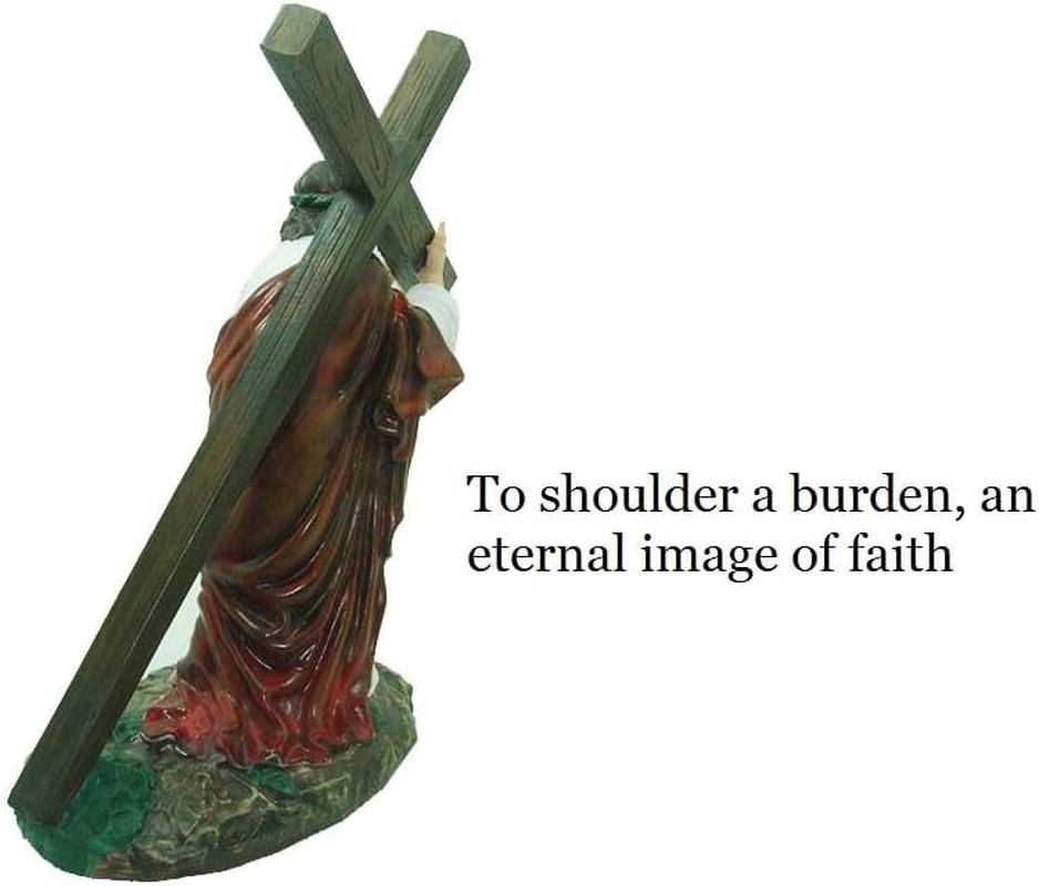 Jesus Carrying the Cross Figurine 8" Large Size, White Resin, Inspirational NEW