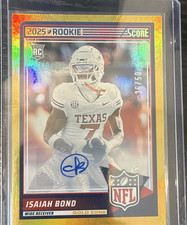 Panini 2025 Score Isaiah Bond Gold Zone Rookie Autograph /50 #53 Texas Longhorns