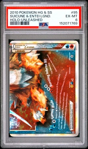 Pokemon Suicune & Entei Legend Bottom Holo Unleashed 95/123 PSA 6