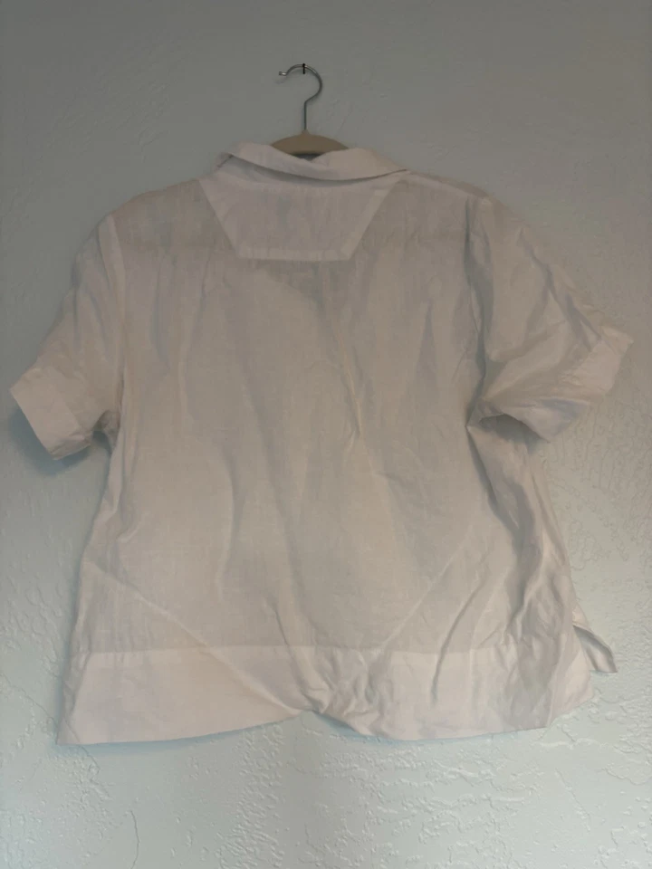 Quince 女式 100% 欧洲亚麻短袖衬衫 M 码宽松方格 — 第 2/2 张图片