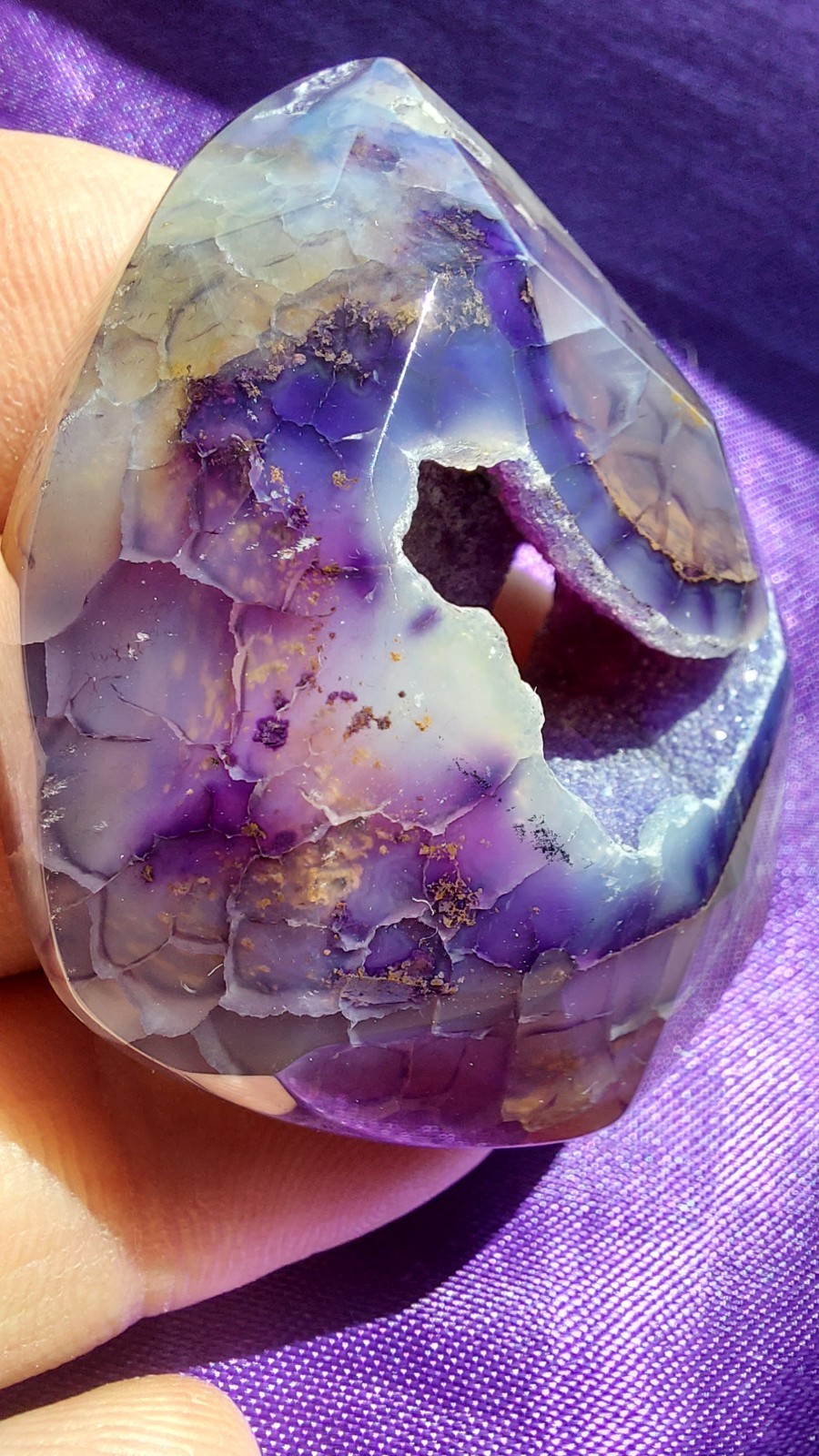 Pendentif géode agate violette haut de gamme à facettes 43g - 2