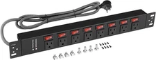 Rack Mount Power Strips,8 Outlet Strips with Individual Switches, PDU Black 