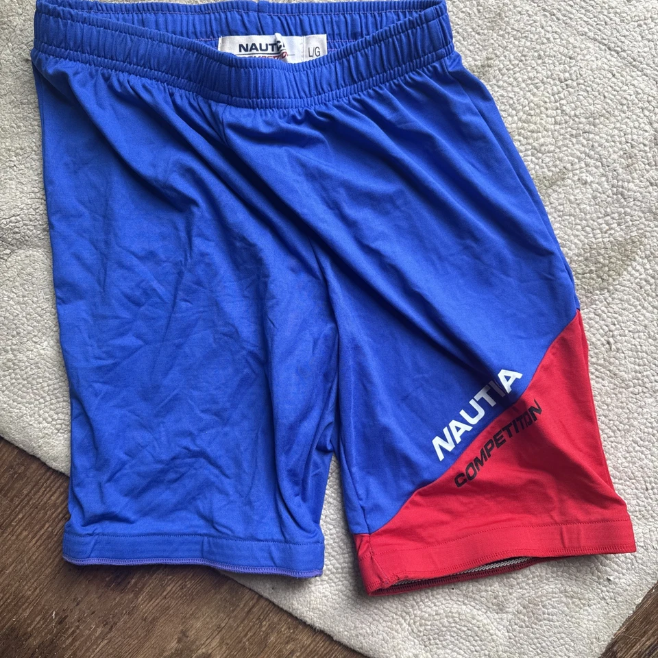 Nautica Competition blue red white Shorts Sz L/G Elastic waist thighs - Image 2 of 4