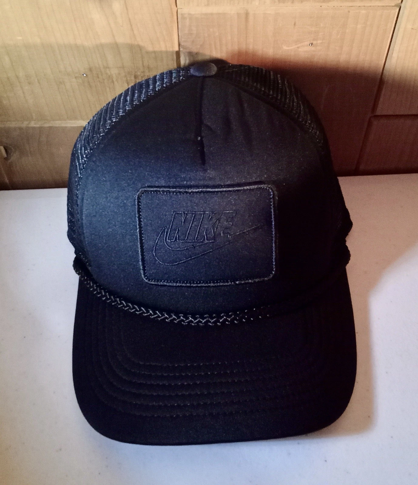 NIKE Dri-FIT Rise Structured Trucker Cap Hat Black M/L FB5379-010 NEW
