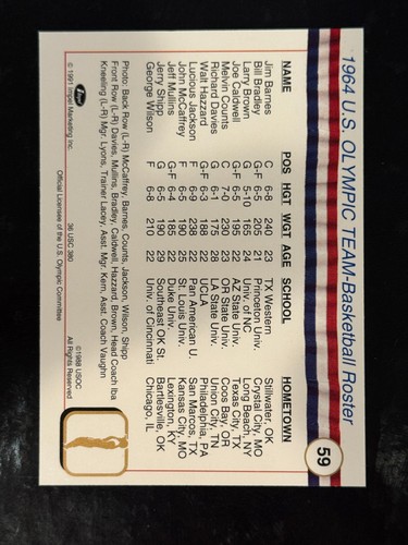 1991 Impel U.S. Olympicards Hall of Fame - 1964 U.S. Team - Basketball #59 - Picture 2 of 2