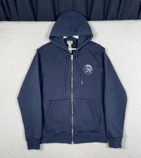 DIESEL Loungewear Hoodie - Only The Brave Logo - Navy Blue - Men's S/M