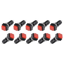 12mm Red Momentary Push Button Switch Square Flat Button SPST 1NO,10Pcs